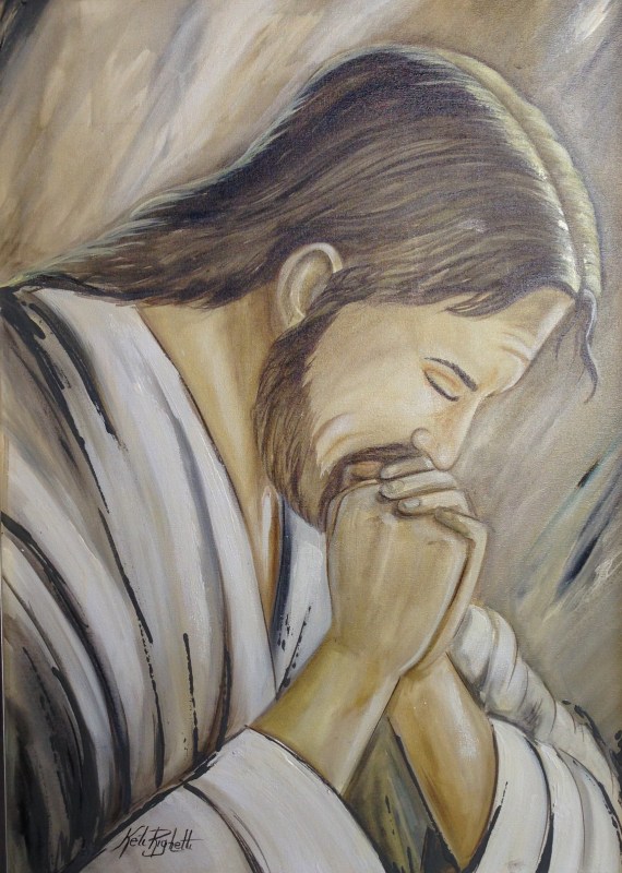 JESUS CRISTO ORANDO ÓLEO SOBRE TELA