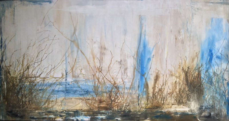 Abstrato Moderno com tons azul e ocre /Keli Righetti