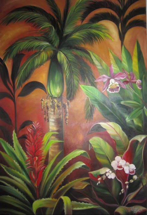 Coqueiro com orquídeas