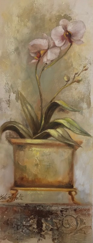 vaso com orquídeas óleo sobre tela