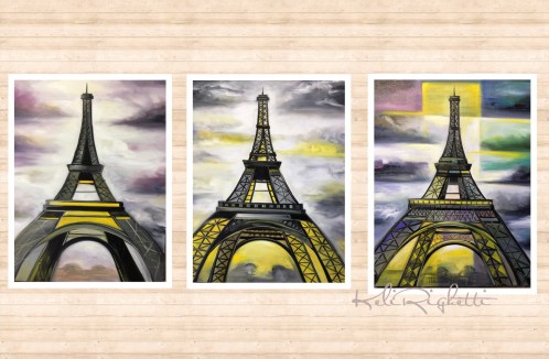 COMPOSIÇÃO TRIO TORRE EIFFEL, ÓLEO SOBRE TELA , KELI RIGHETTI