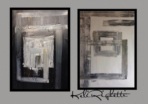 DUO MODERNO ABSTRATO TONS PRETOS E CINZA