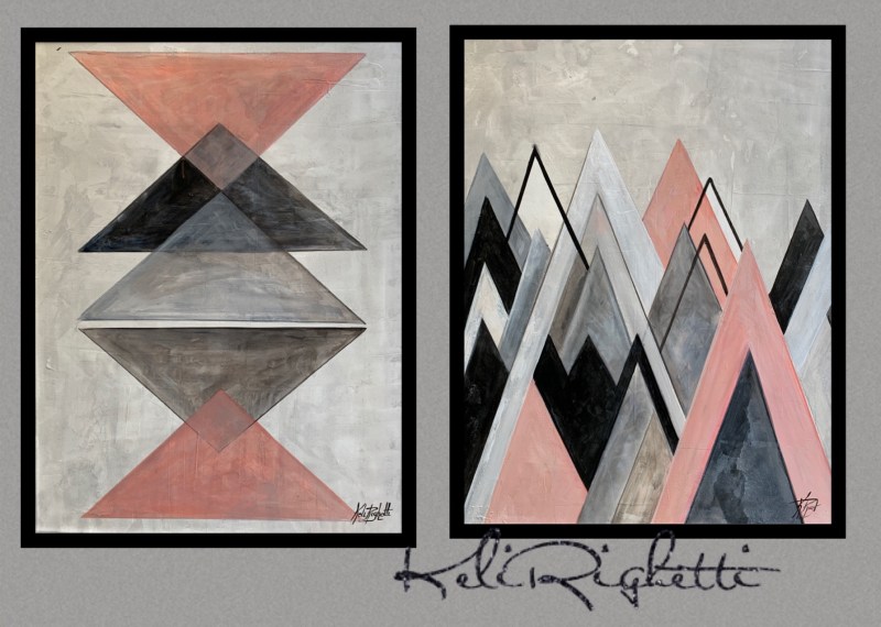 Duo óleo sobre tela moderno em óleo sobre tela. Por Keli Righetti 